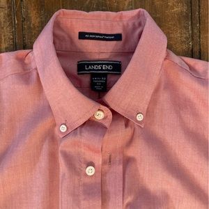 Lands End No Iron Supima Pinpoint Oxford Shirt, heathered salmón, Size 14.5 32